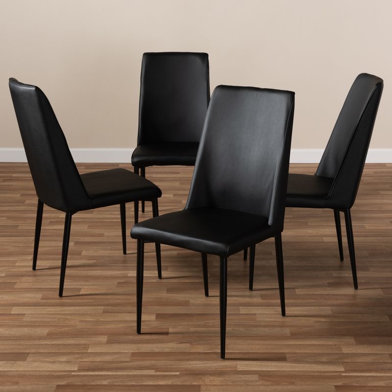 Set of 4 Chandelle Modern and Contemporary Faux Leather Upholstered Dining Chairs - Baxton Studio, 5 of 7