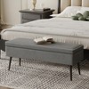 Leather Bench with Storage Ottoman, Foot Rest with Legs, Entryway End of Bed Bench with Stitching, Safety Hinges, for Living Room, Bedroom, Entryway - 2 of 4