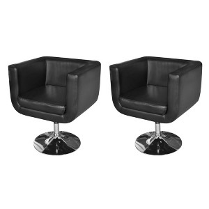vidaXL Armchairs with Chrome Base 2 pcs Black Faux Leather - 1 of 4