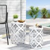 CAVINAS Hollow Pattern Round Iron Outdoor Patio End Table,Waterproof Weather Resistant Side Table for Patio,Garden,Balcony - 3 of 4