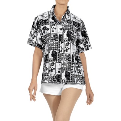 LA LEELA Women's Button Down Short Sleeve Summer Vacation Surfing Blouse Tops Hawaiian Holiday Club party Casual Shirts
