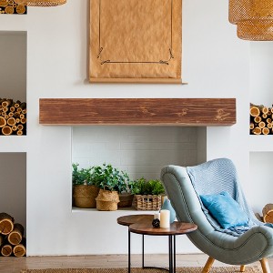 Lycvki 72" Rustic Wood Decorative Wall-Mounted Shelf Fireplace Mantel - 1 of 4