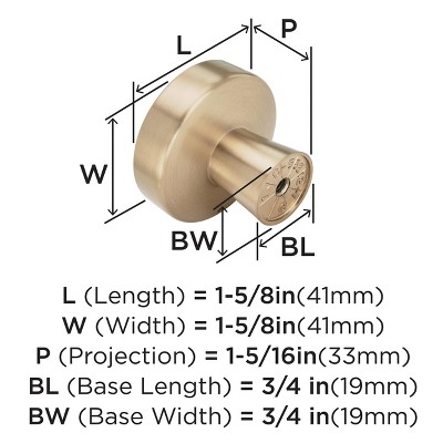 Champagne Bronze Round Matte Modern Cabinet Knob