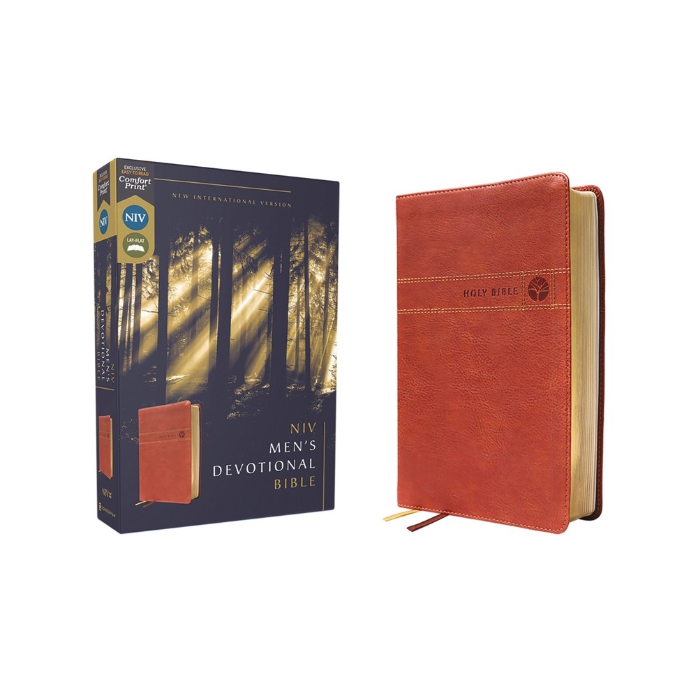 Niv, Mens Devotional Bible (by Men, for Men), Leathersoft, Brown, Comfort Print - by Zondervan (Leather Bound)