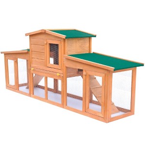 vidaXL Large Rabbit Hutch Small Animal House Pet Cage with 2 Runs Wood - 1 of 4