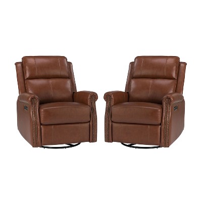 Set of 2 Lorenzo Genuine Leather Power Rocking Recliner | ARTFUL LIVING DESIGN