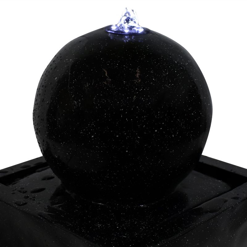 Sunnydaze Outdoor Polyresin Solar Powered Black Ball Water Fountain Feature with LED Light - 30" - Black, 5 of 13