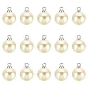 Unique Bargains Beautiful Designer DIY Jewelry Making Faux Pearl Pendants 150 Pcs Silver Beige 0.39" - 1 of 4