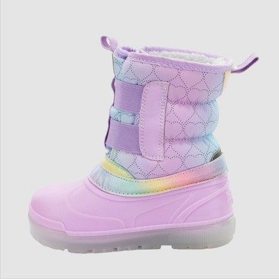Western Chief Toddler Girls‘ Denali Lighted Faux Fur Heart Winter Boots –