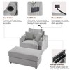 VASIP Modern Single Sofa with Storage & Ottoman, Features Cup Holders & Phone Holder for Living Room,Beige - 4 of 4