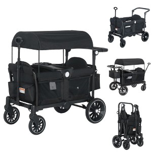Kinder King 2-Seat Wagon Stroller, All-Terrain Foldable Stroller Wagon for Toddlers with Canopy, Snack Tray & Push/Pull Bar - 1 of 4