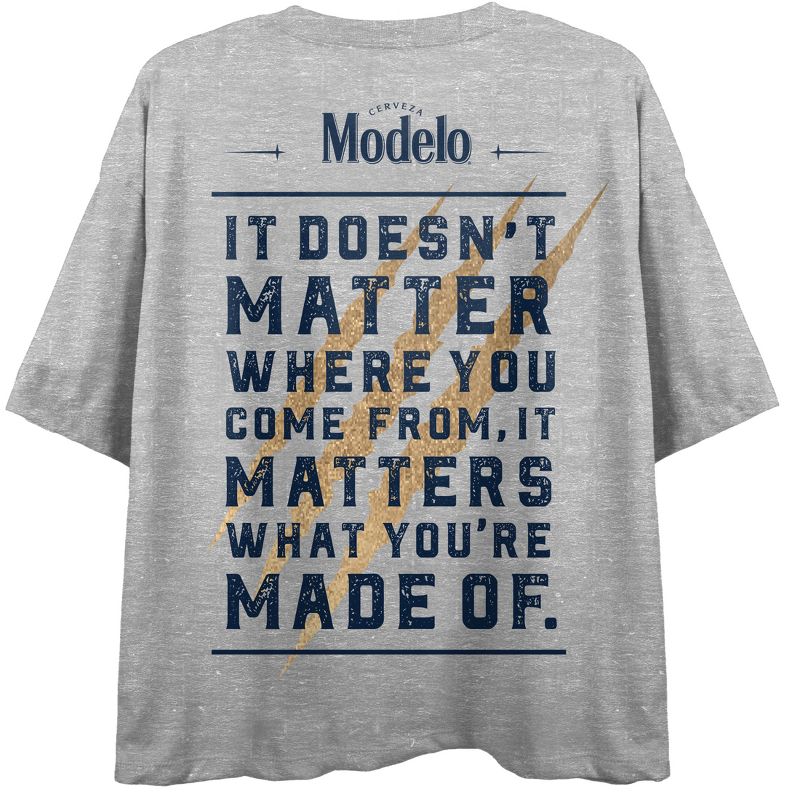Modelo It's What You're Made Of Crew Neck Short Sleeve Gray Heather Women's Crop Top, 2 of 5