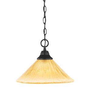 Toltec Lighting Any 1 - Light Pendant in  Matte Black with 12" Amber Crystal Shade - 1 of 1