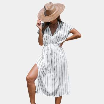 Shiraleah Blue And White Puff Sleeve Swim Cover-up : Target