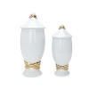 Gulches White Ceramic Decorative Jars with Gold Accent and Lid ¨C Set of 2 - 2 of 4
