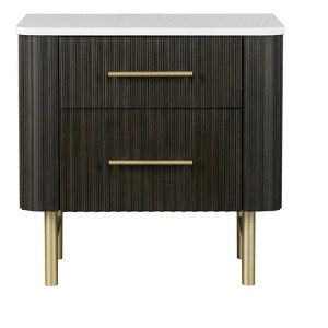 Gulches Espresso Color Nightstand 26 Inches High 2 Drawers Gold Plated Legs - 1 of 4