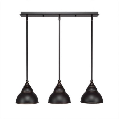 Toltec Lighting Any 3 - Light Chandelier in  Dark Granite with 7" Dark Granite Double Bubble Metal Shade Shade