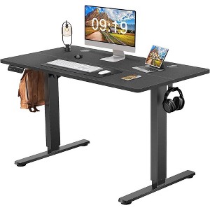 48x24in Electric Standing Desk With 2 Rear End Wiring Holes, Hook Adjustable Height Stand Up Desk, Memory Computer Workstation Desk For Office - 1 of 4