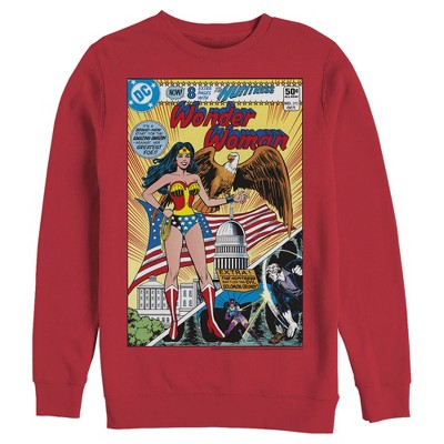 Men's Justice League Vintage Huntress Comic Cover Sweatshirt - Red