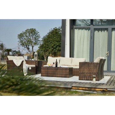 Cescia 7-Piece  PE Rattan Sofa Set, Garden Patio Wicker Sectional Sofa Set with Storage Coffee Table & End Table for Backyard, Porch, Balcony,Gray