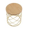 Modern Mesh Metal Accent Table with Wood Top, Round Indoor/Outdoor Side Table, Metal Frame Patio End Tables -Christopher Knight Home - 4 of 4