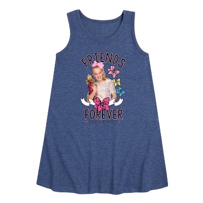 JoJo Siwa Friends Forever Graphic Sleeveless Aline Dress - Heather Navy - 5T