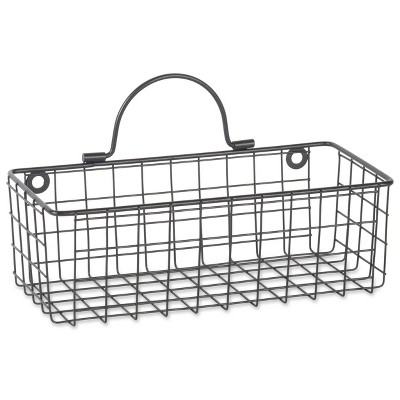 Vintage Black Small Rectangular Wire Wall Baskets, Set of 2