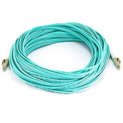 Monoprice Fiber Optic Cable - 25 Meter - Aqua | LC to LC, OM3, 50/125 Type, Multi Mode, 10Gb, Duplex