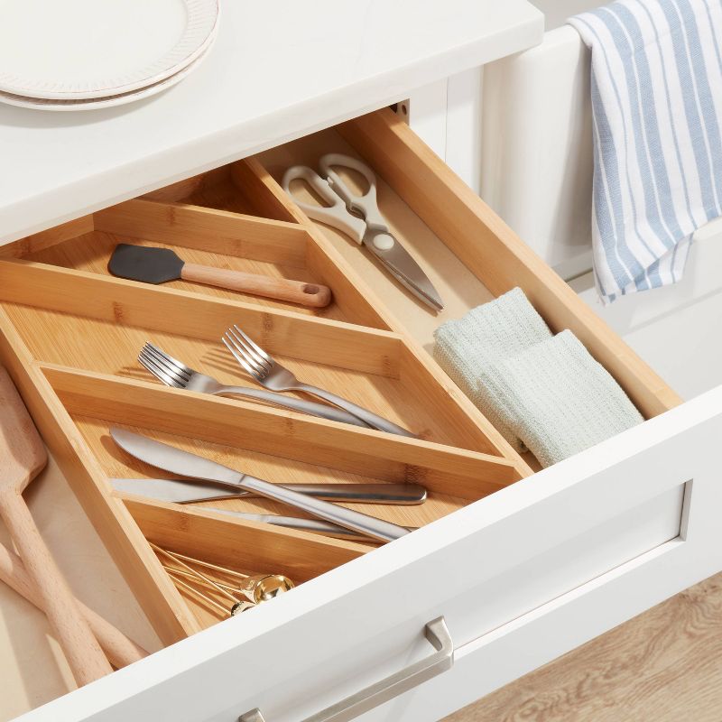 Bamboo 5 Compartment Slanted Tools &#38; Gadget Drawer Organizer Light Yellow - Brightroom&#8482;, 3 of 5
