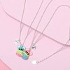 2Pcs Set Best Friends Half Broken Heart Panda Engraved BFF Necklace for Women Men Forever Bff Friendship Jewelry Lovely Animal Rainbow Necklace - 2 of 3