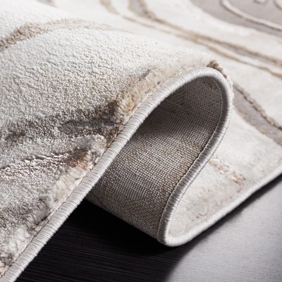 Gray and Beige Abstract Non-slip Synthetic Area Rug