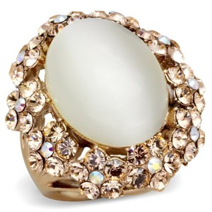 Slickblue Women's Synthetic Large Cat Eye Stone Ring with Crystal Trim – Rose Gold Band, Occasion Style, Sizes 5–10 - 1 of 4