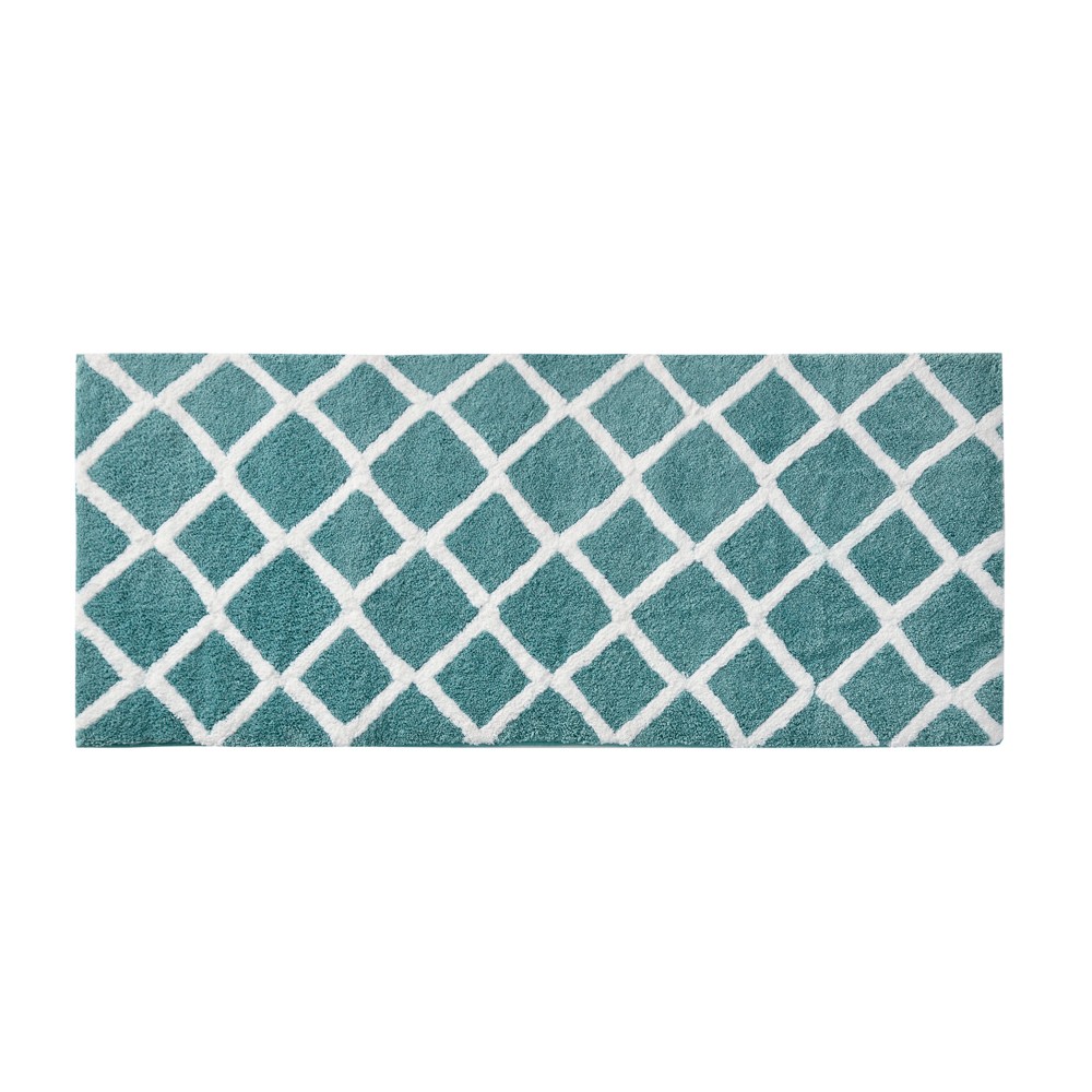 24inx60in Arlo Reversible Tufted Microfiber Bath Rug Aqua
