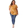 Agnes Orinda Women's Plus Size Ruffle Neck Floral Wrap Tie Waist Blouse - 3 of 4