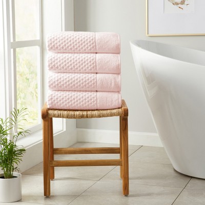Blush Cotton Quick-Dry Diamond Textured Bath Towel Set