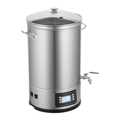 VEVOR Electric Brewing System, 8 GALLON Brewing Stock Pot, 304 Stainless Steel Brewing Supplies with Panel, Includes Glass Lid, Handle, Silver