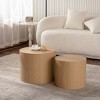 Set Of 2 Modern Nesting Coffee Tables,Accent Side Table With MDF Tabletop,Round Wooden Coffee Table For Living Room Bedroom-Coolbibila - 2 of 4