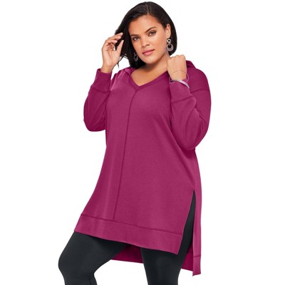 Roaman's Women's Plus Size French Terry Tunic Hoodie