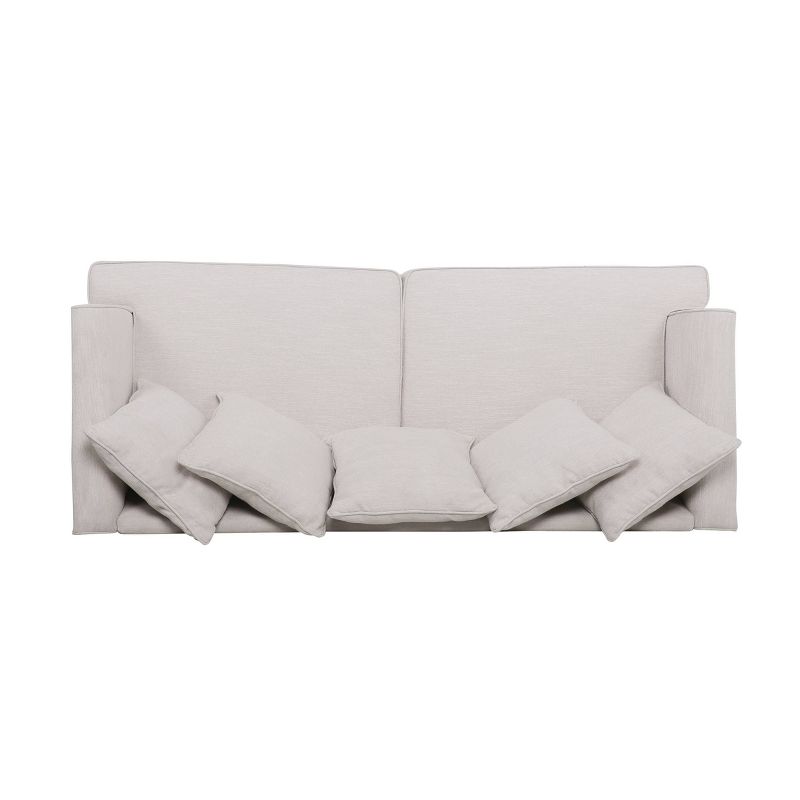 Fairburn Contemporary Pillow Back 3 Seater Sofa Beige/Espresso - Christopher Knight Home, 4 of 8