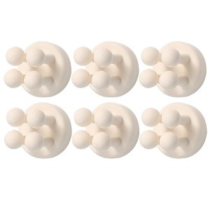 JANSNO 6Pcs Silicone Self-Adhesive Waterproof Wall Hooks for Keys, Plugs, Bathroom/Kitchen/Living Room/Office - 1 of 4