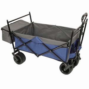 CAVINAS Collapsible Foldable Extended Wagon Cart with Canopy, All-Terrain Shopping Cart with Side Pocket and Brakes, Heavy-Duty Wagon - 1 of 4