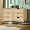 6-Drawer Rattan Dresser Tower - Tall Chest of Drawers with Woven Fronts, Freestanding Storage Cabinet for Bedroom, Living Room, Entryway - 3 of 4