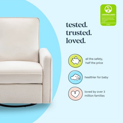 Cream Eco-Weave Swivel Recliner with Wood Base
