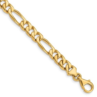 Black Bow Jewelry Men's 14k Yellow Gold, 7mm Figaro Chain Bracelet, 8 Inch