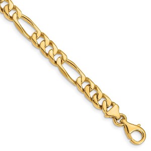 Black Bow Jewelry Men's 14k Yellow Gold, 7mm Figaro Chain Bracelet, 8 Inch - 1 of 4