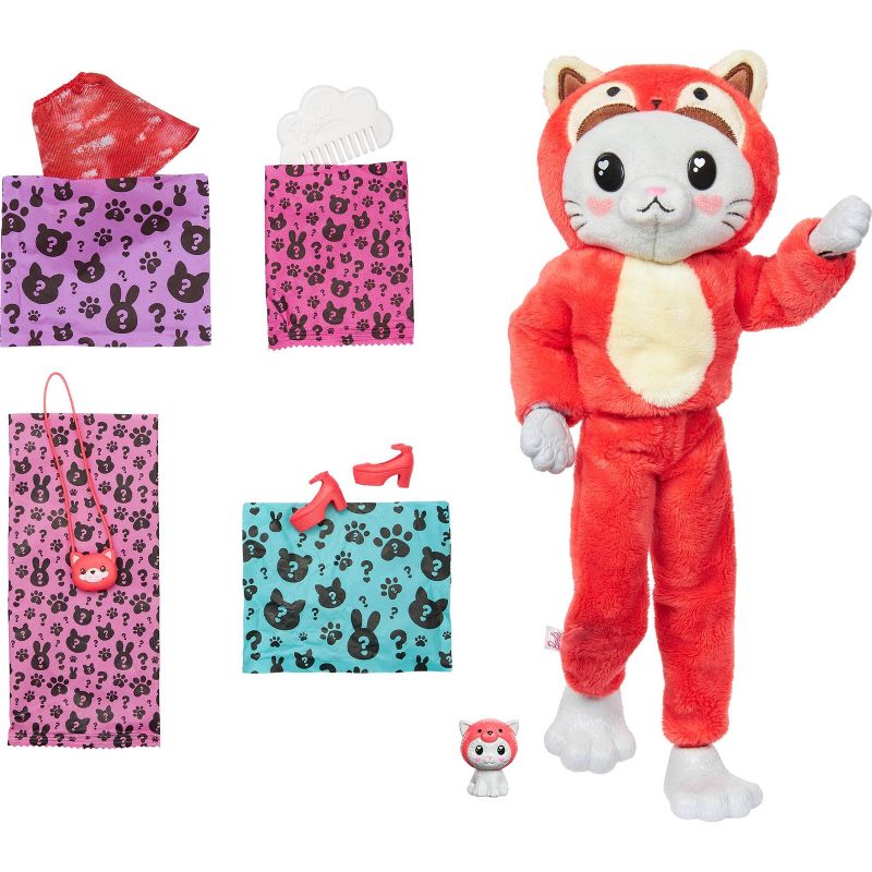 Barbie Cutie Reveal Kitten as Red Panda Costume-Themed Series Doll &#38; Accessories with 10 Surprises, 4 of 8