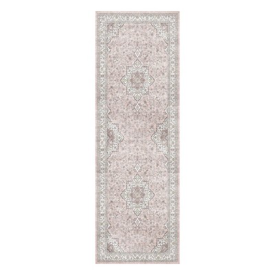 MontVoo Floral Washable Area Rug Pink