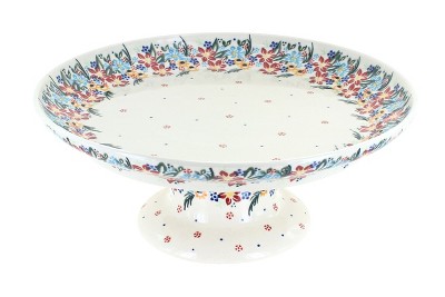 Blue Rose Polish Pottery 283 Vena Cake Plate