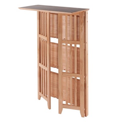 Natural Light Wood 4-Tier Foldable Bookshelf