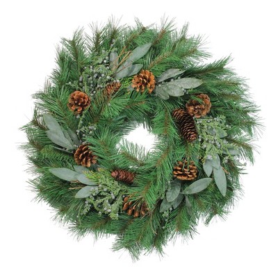 Napco 24" Unlit Green/Brown Pine and Juniper Artificial Christmas Wreath